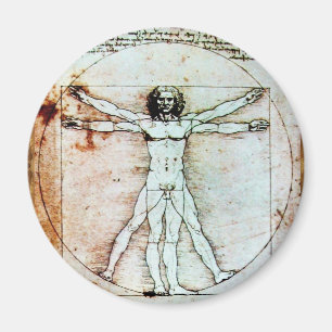 THE VITRUVIAN MAN , Antique Brown Parchment Magnet