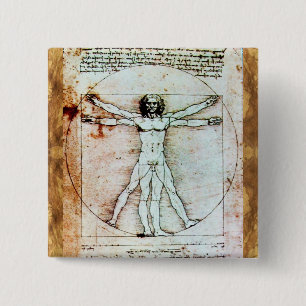 THE VITRUVIAN MAN Antique Parchment 15 Cm Square Badge