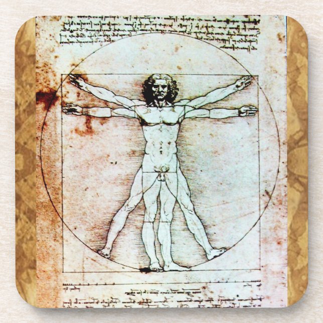 THE VITRUVIAN MAN Antique Parchment Coaster (Front)