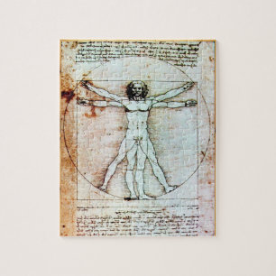 THE VITRUVIAN MAN Antique Parchment Jigsaw Puzzle