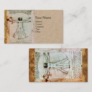 THE VITRUVIAN MAN Antique Parchment Kraft Business Card