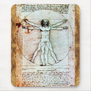 THE VITRUVIAN MAN Antique Parchment Mouse Mat