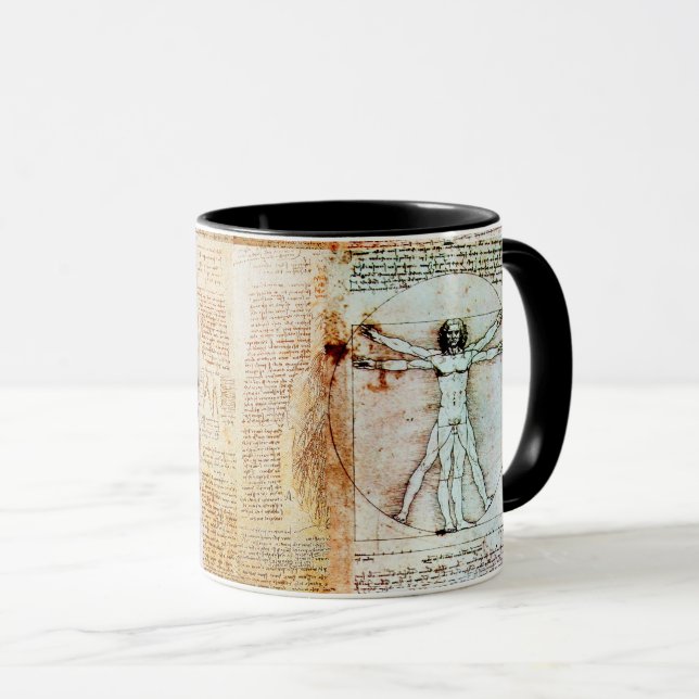 THE VITRUVIAN MAN  Antique  Parchment Mug (Front Right)