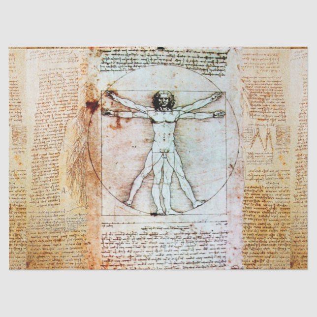 THE VITRUVIAN MAN  Antique  Parchment Tissue Paper (Front)