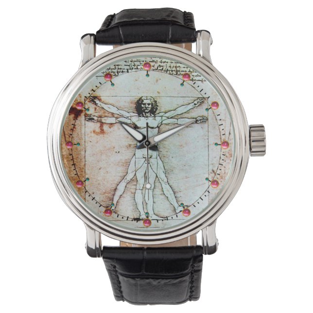 THE VITRUVIAN MAN Antique Parchment Watch (Front)