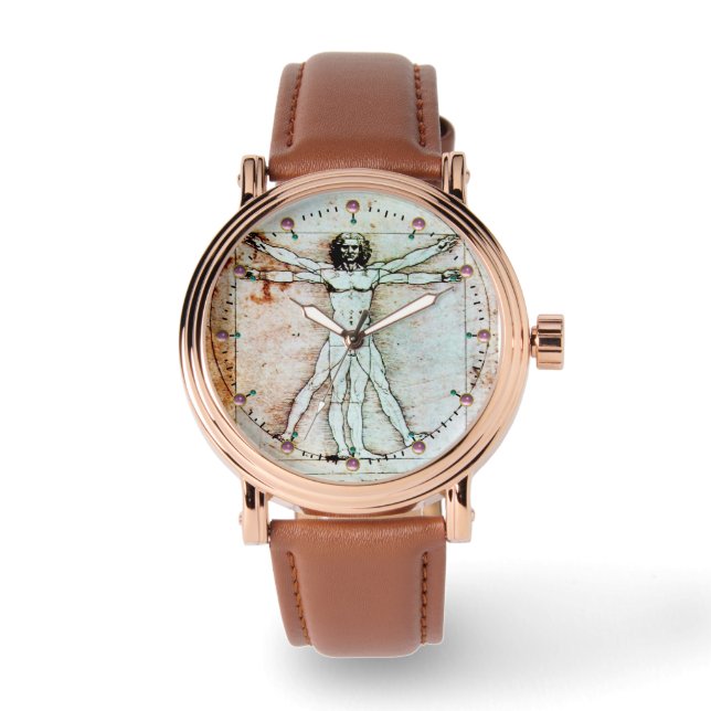 THE VITRUVIAN MAN Antique Parchment Watch (Front)