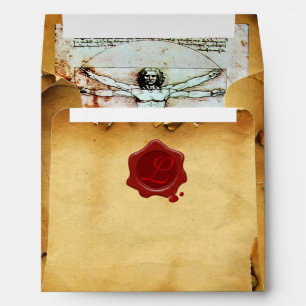 THE VITRUVIAN MAN WAX SEAL MONOGRAM  PARCHMENT ENVELOPES