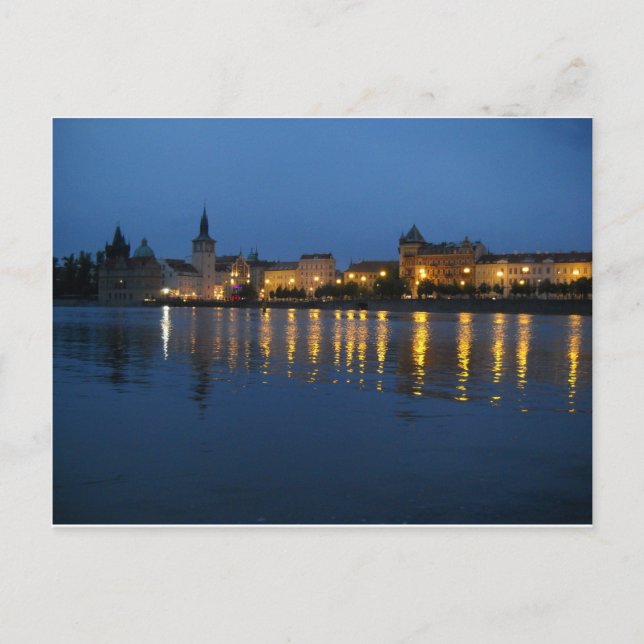 The Vltava River at night Postcard (Front)