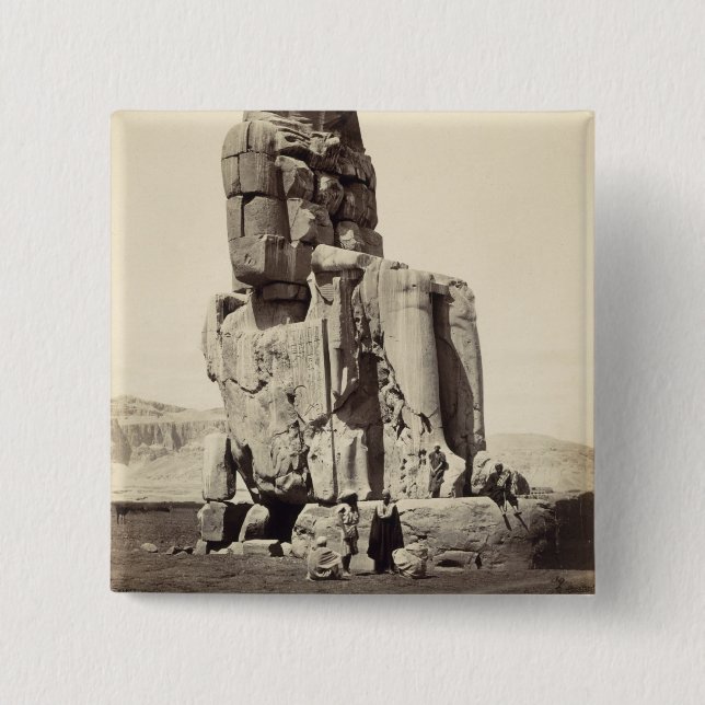 The 'Vocal Memnon', Colossal Statue of Amenhotep I 15 Cm Square Badge (Front)