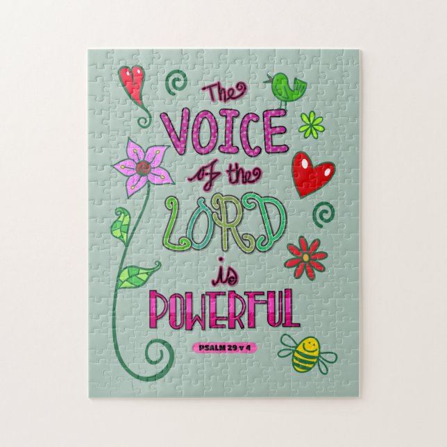 The Voice of the Lord is Powerful Bible Verse Jigsaw Puzzle (Vertical)