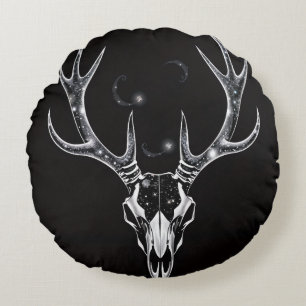 The Void Stag – Skeleton of the Cosmos Round Cushion