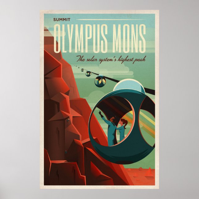 THE VOLCANO OF MARS - Olympus Mons | Space | Retro Poster (Front)