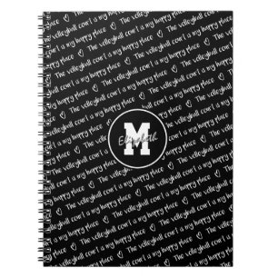 The volleyball court is my happy place monogrammed notebook