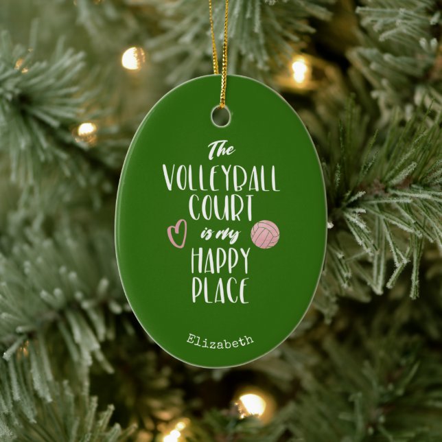 The volleyball court my happy place personalised ceramic tree decoration (Tree)