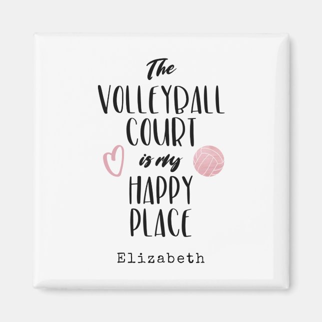The volleyball court my happy place personalised magnet (Front)