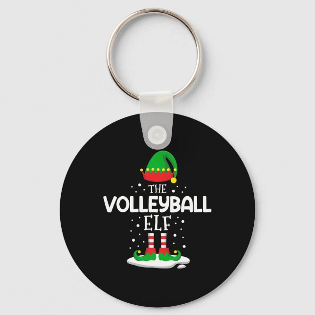 The Volleyball Elf Christmas Family Matching Outfi Key Ring (Front)