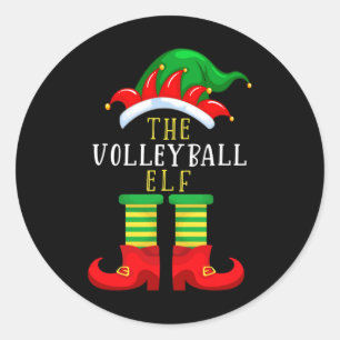 The Volleyball Elf Christmas Funny Family Matching Classic Round Sticker
