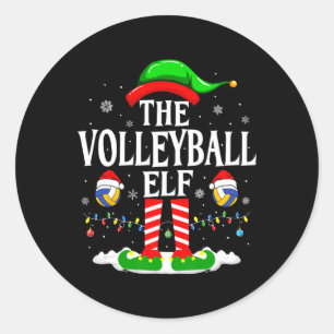 The Volleyball Elf Funny Matching Xmas Volleyball Classic Round Sticker