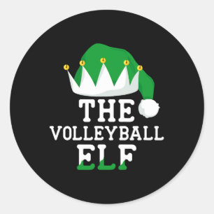 The Volleyball Elf Xmas Family Matching Group Chri Classic Round Sticker