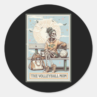 The Volleyll Mum Skeleton Tarot Card Game Day Moth Classic Round Sticker