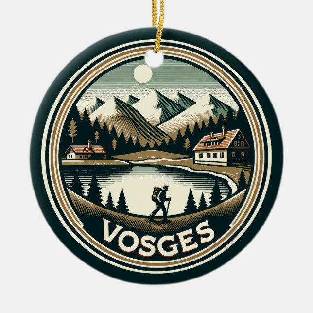 The Vosges France Badge Ceramic Tree Decoration (Front)