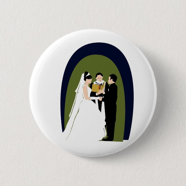 The Vows, Bride, Groom and Officiant 6 Cm Round Badge (Front)