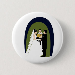 The Vows, Bride, Groom and Officiant 6 Cm Round Badge