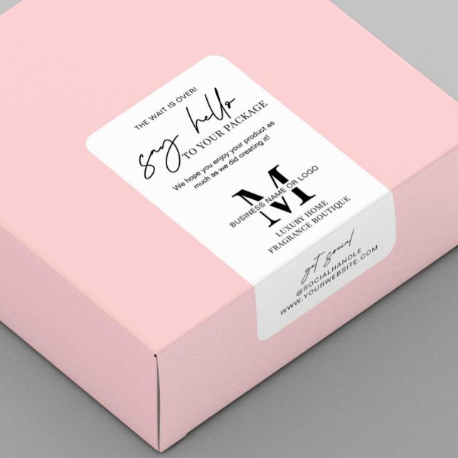 The Wait Is Over Modern Monogram Business Box Seal (Creator Uploaded)