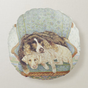 The waiting game round cushion