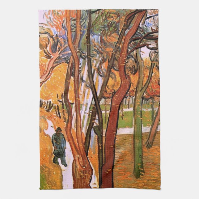 The Walk: Falling Leaves by Vincent van Gogh Tea Towel (Vertical)