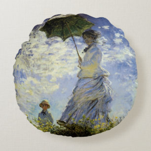 The Walk, Lady with a Parasol Round Cushion