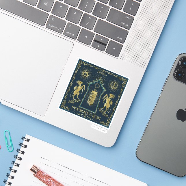 The Walk of The Qilin Golden Tower Tapestry (Laptop w/ iPhone)