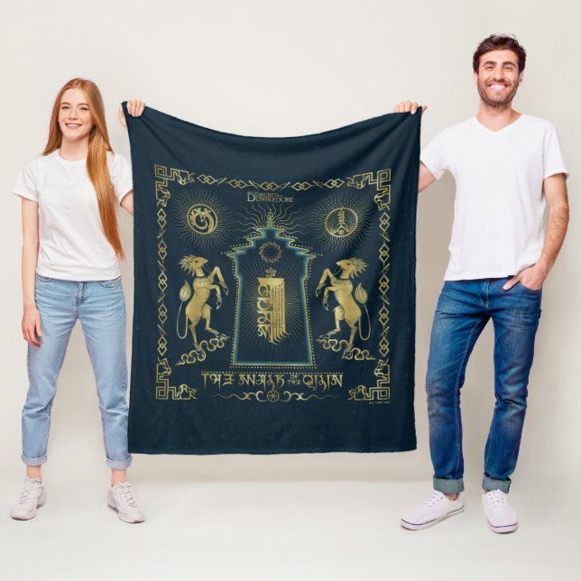 The Walk of The Qilin Golden Tower Tapestry Fleece Blanket (In Situ)
