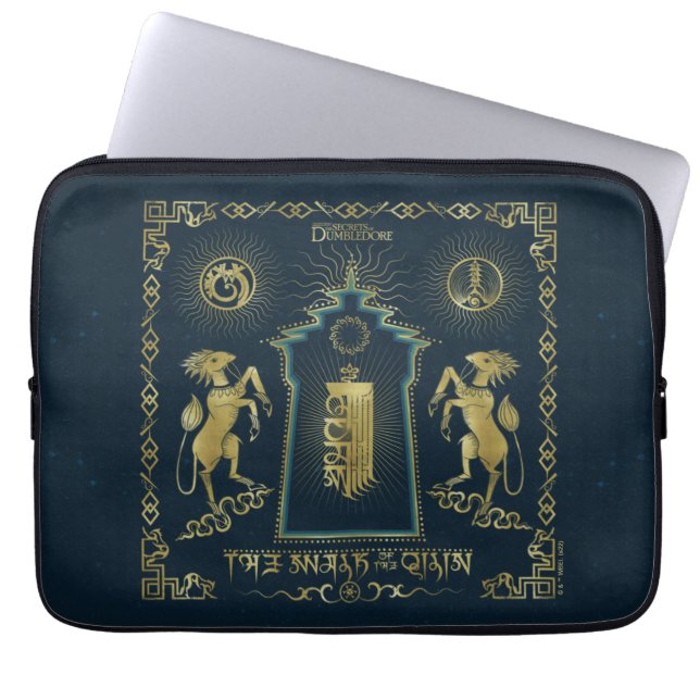 The Walk of The Qilin Golden Tower Tapestry Laptop Sleeve (Front)