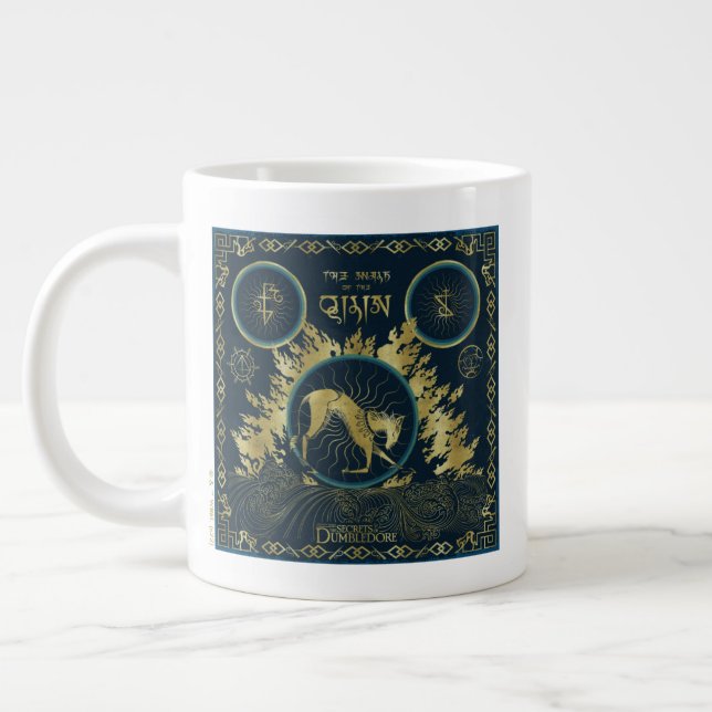 The Walk of the Qilin Golden Water Tapestry Large Coffee Mug (Left)