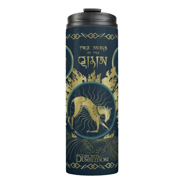 The Walk of the Qilin Golden Water Tapestry Thermal Tumbler (Front)