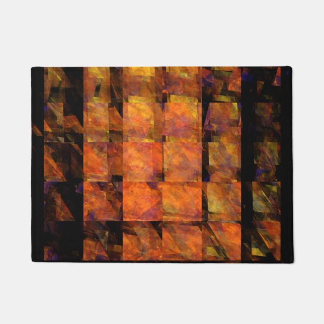The Wall Abstract Geometric Fire Art Modern Doormat (Front)