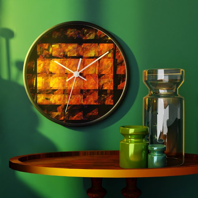 The Wall Abstract Geometric Fire Art Modern Large Clock (The Wall Abstract Art Round Wall Clock)