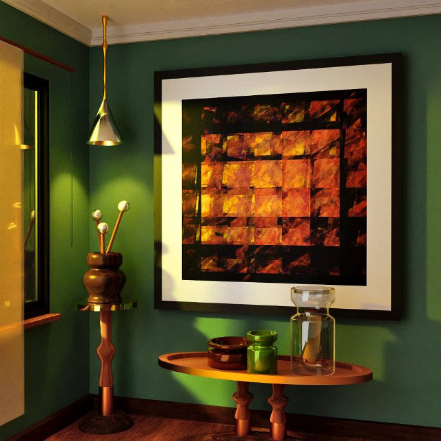 The Wall Abstract Geometric Fire Art Modern Poster (The Wall Abstract Art Poster)