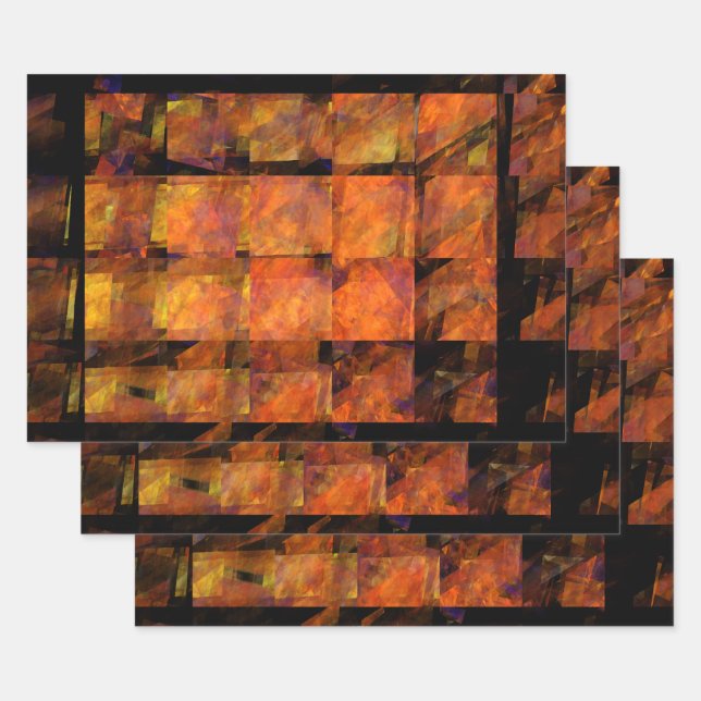 The Wall Abstract Geometric Fire Art Modern Wrapping Paper Sheet (Set)