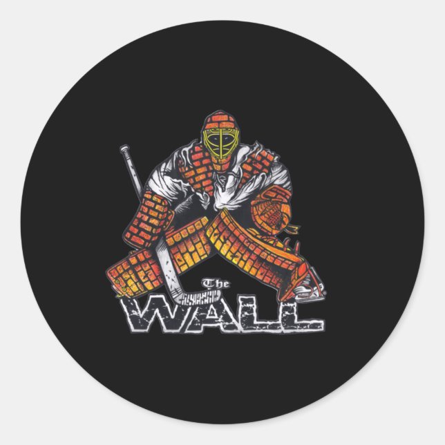 THE WALL Hockey Goalie Graphic Design Classic Round Sticker (Front)