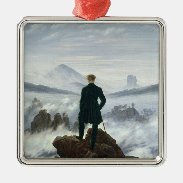 The Wanderer above the Sea of Fog, 1818 Metal Tree Decoration (Front)