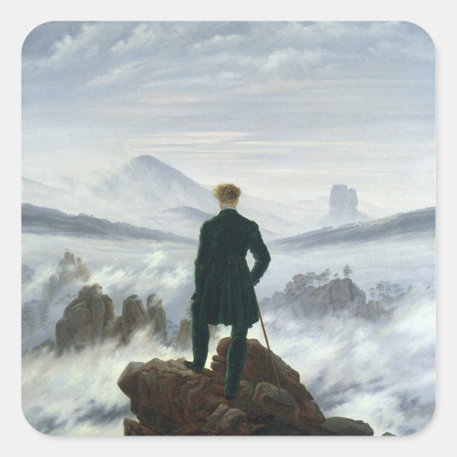 The Wanderer above the Sea of Fog, 1818 Square Sticker (Front)