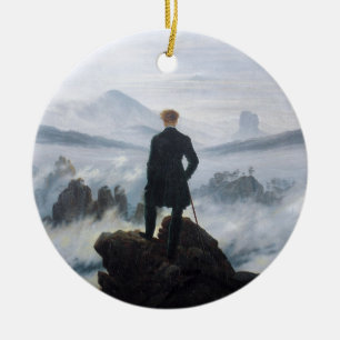 The wanderer above the sea of fog by Caspar David Ceramic Tree Decoration