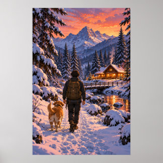 The Wanderer in Snowy Woods Poster