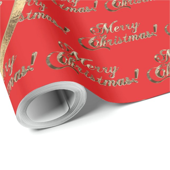 The Wang Family Faux Gold Foil Red Christmas Wrapping Paper (Roll Corner)
