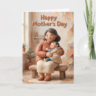The Warm Embrace — Digital Clay Art, Mother's Day Card