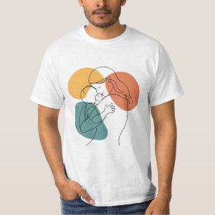 The Warmth of a Mother's Embrace: Minimalist Line T-Shirt