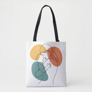 The Warmth of a Mother's Embrace: Minimalist Line  Tote Bag
