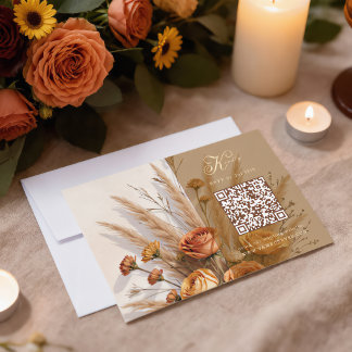 The Warmth of Fall Wedding QR code RSVP Card